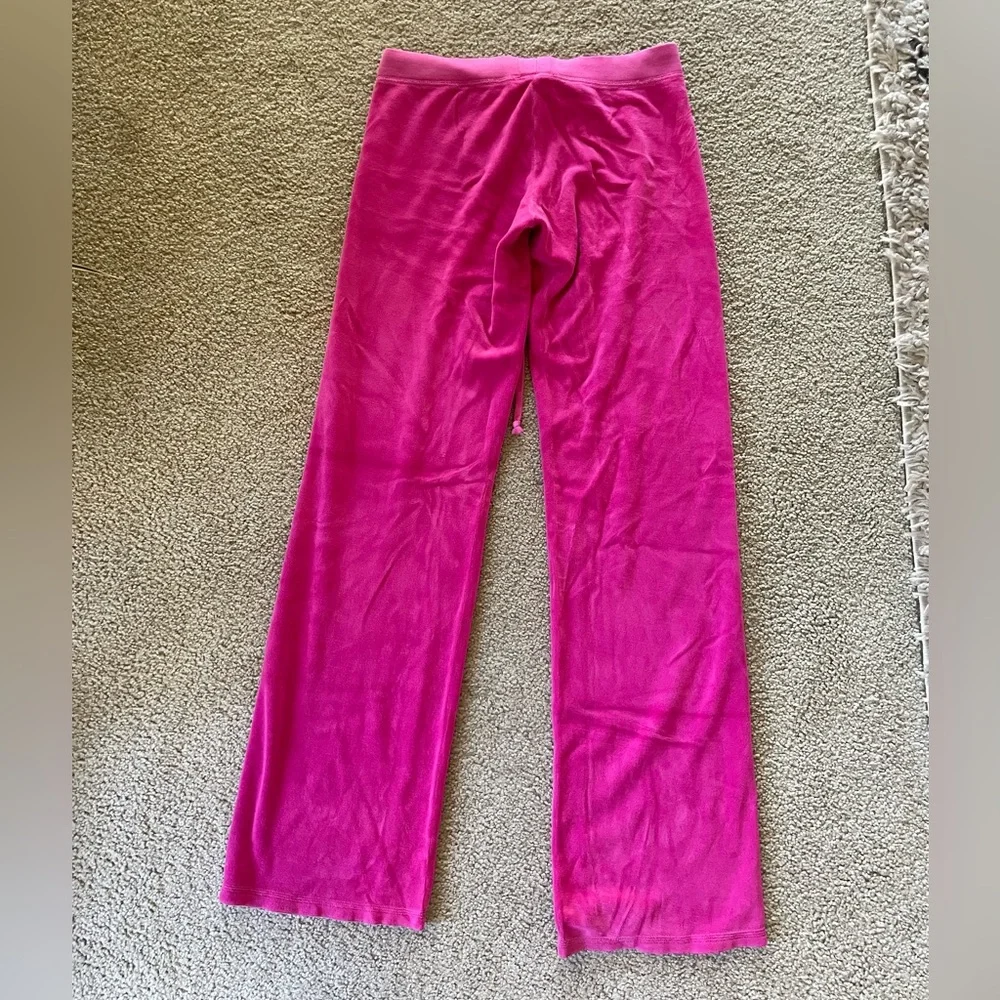 Juicy Couture Pink Velour Flare Track Pants P Petite Y2K McBling Lounge 2000s